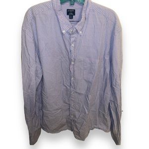 J.CREW Men Slim Fit Flex Washed Gingham Plaid Long Sleeve Button Up Shirt XLarge